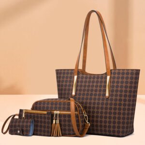 Spring and summer new minimalist shopping bag polka dot tote bag single shoulder handbag(Brown)