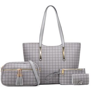 Spring and summer new minimalist shopping bag polka dot tote bag single shoulder handbag(Grey)